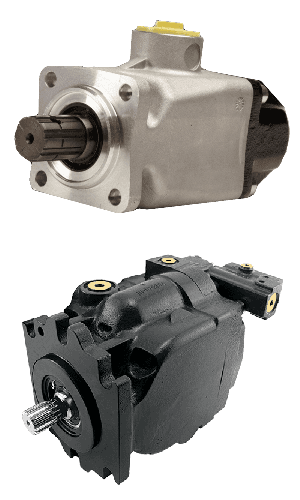 An image of two piston pumps.